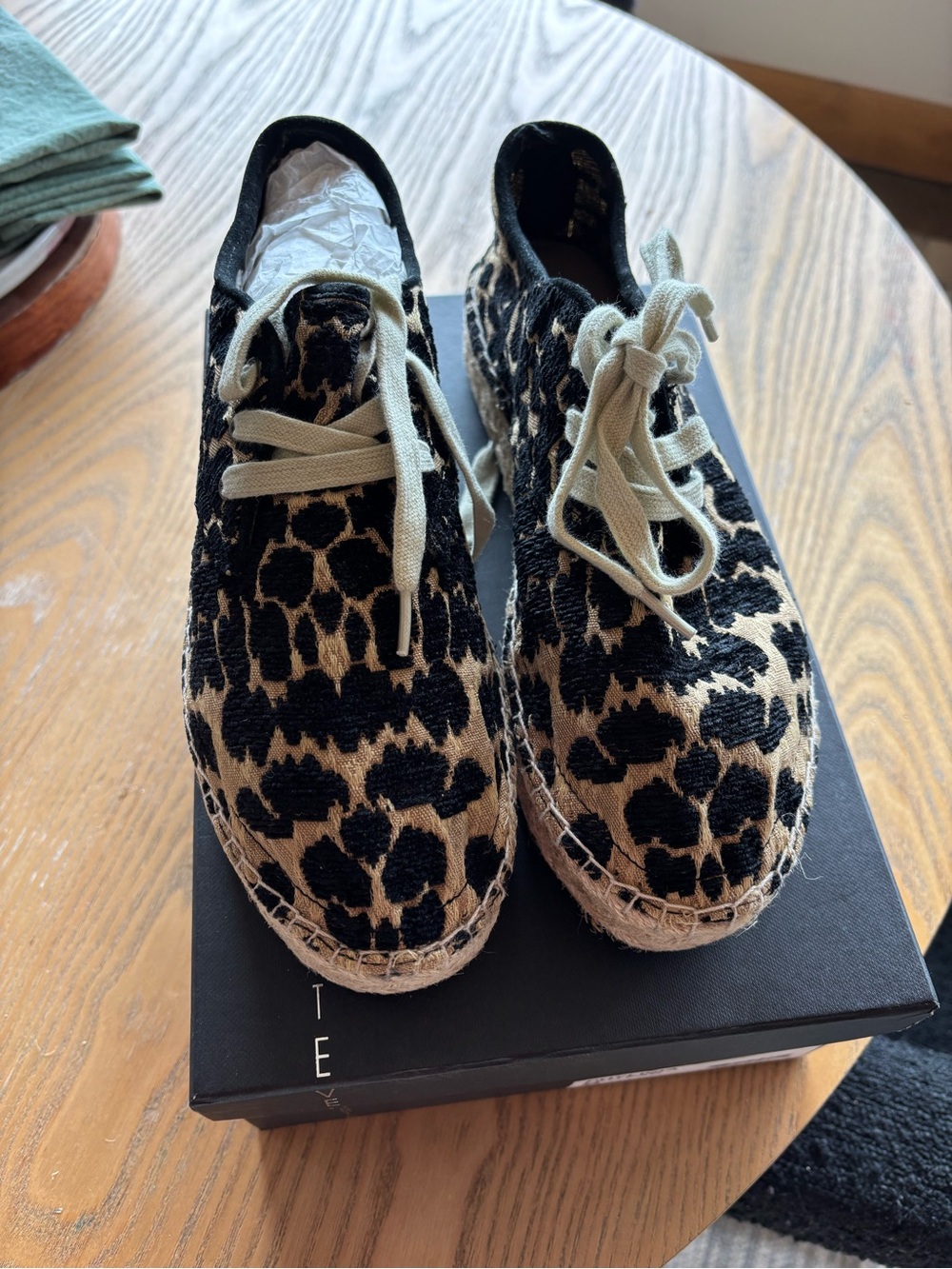 Steven By Steve Madden Leopard Print Espadrille Flats - Black & Tan
